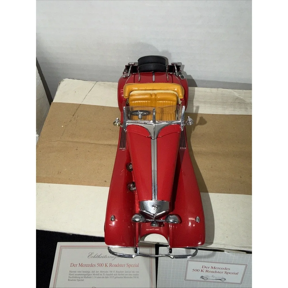 Franklin Mint 1935 Mercedes Benz 500K Special Roadster Red 1:24 Diecast COA Box